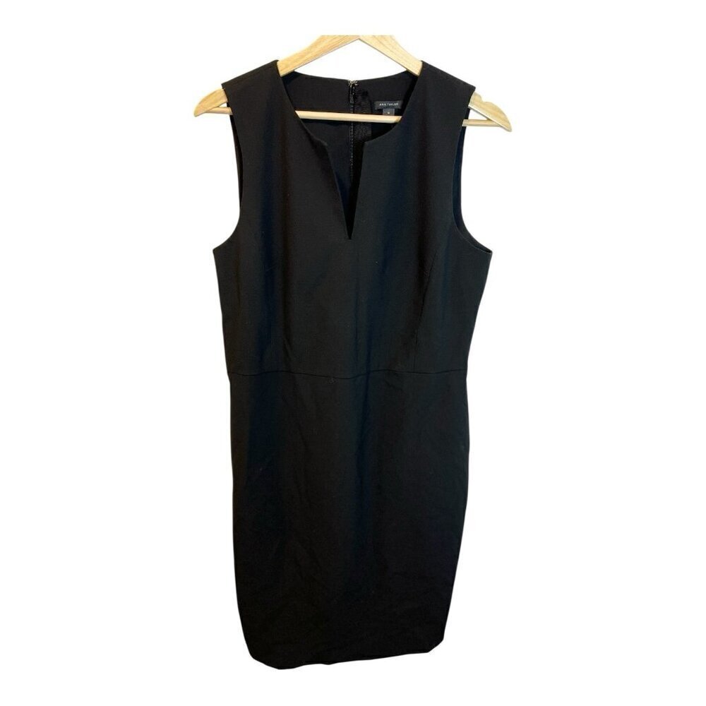 Ann Taylor Tailored Sleeveless Pencil Sheath Dress Sz 10 Chocolate Brown V-Neck